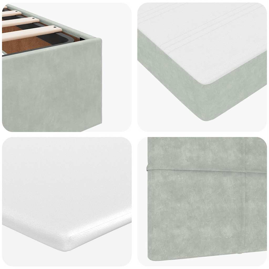 Lit ottoman avec matelas gris clair 120x190 cm velours