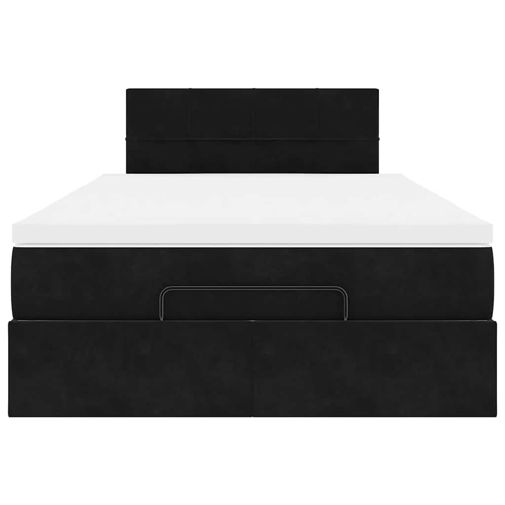 Lit ottoman avec matelas noir 120x190 cm velours