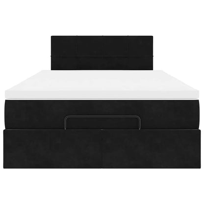 Lit ottoman avec matelas noir 120x190 cm velours