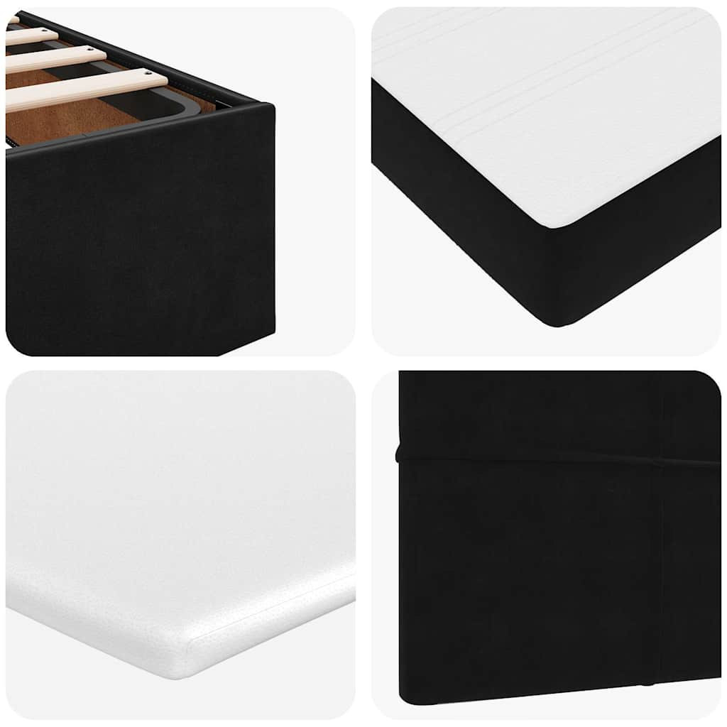 Lit ottoman avec matelas noir 120x190 cm velours