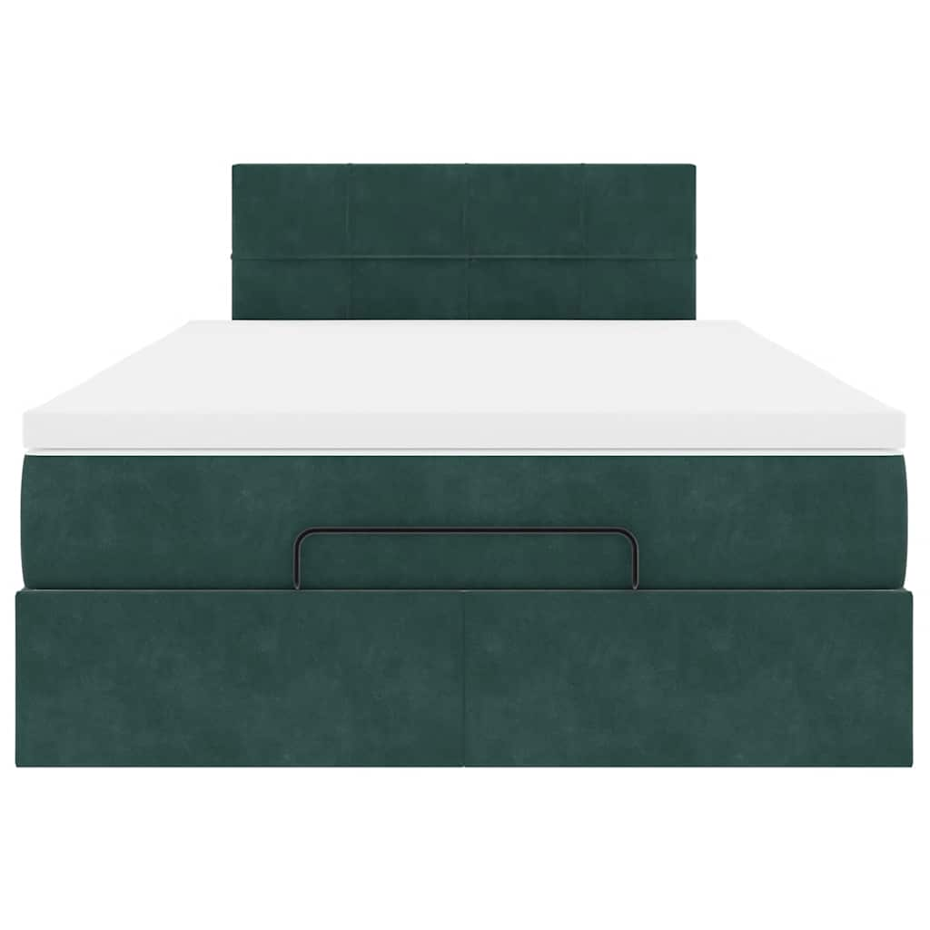 Lit ottoman avec matelas vert foncé 120x190 cm velours