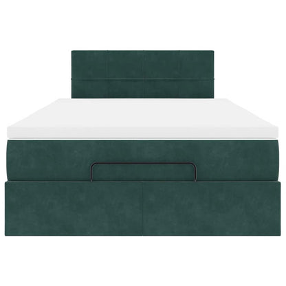 Lit ottoman avec matelas vert foncé 120x190 cm velours