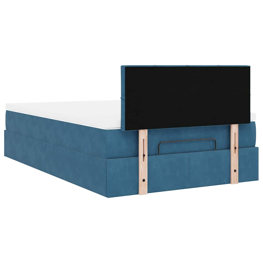 Lit ottoman avec matelas bleu foncé 120x190 cm velours