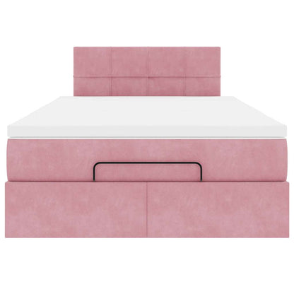 Lit ottoman avec matelas rose 120x190 cm velours