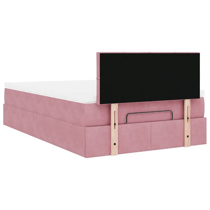 Lit ottoman avec matelas rose 120x190 cm velours