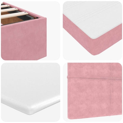 Lit ottoman avec matelas rose 120x190 cm velours