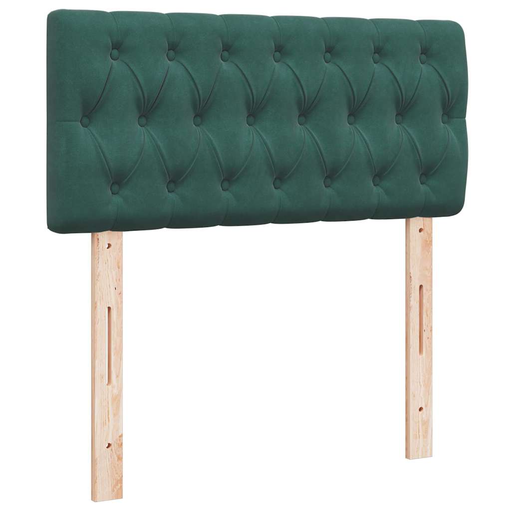 Cadre de lit ottoman avec matelas vert foncé 90x200 cm velours