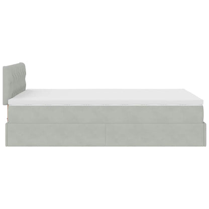 Lit ottoman avec matelas gris clair 120x190 cm velours