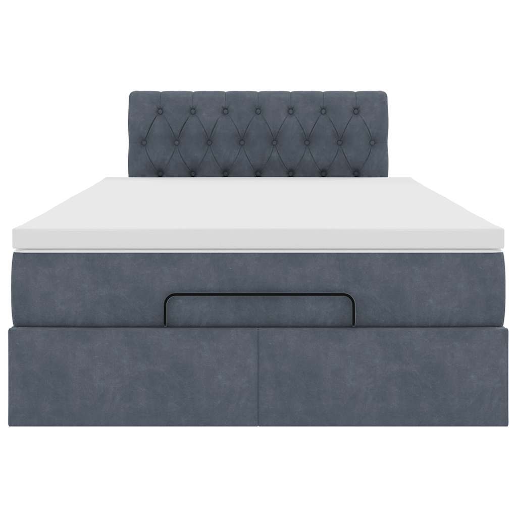 Lit ottoman avec matelas gris foncé 120x190 cm velours