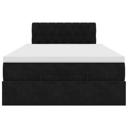 Lit ottoman avec matelas noir 120x190 cm velours