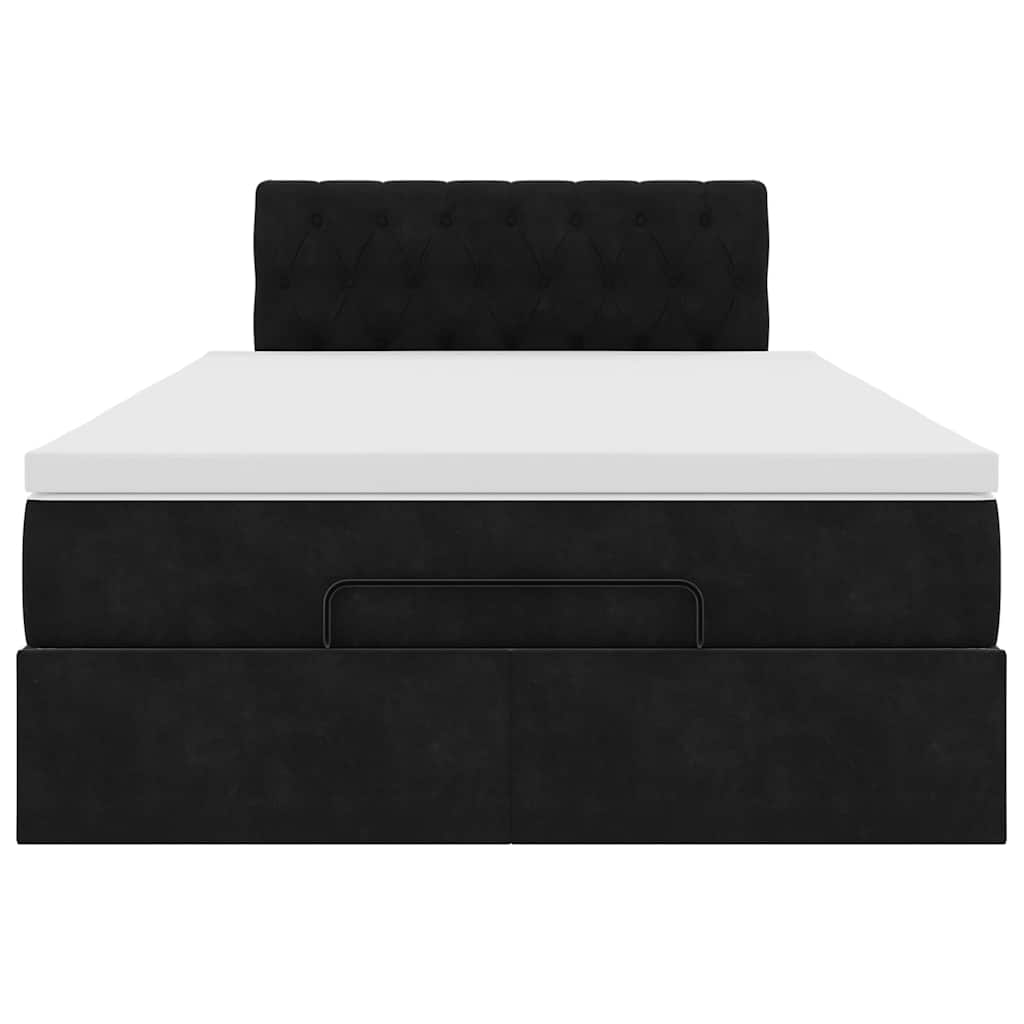 Lit ottoman avec matelas noir 120x190 cm velours