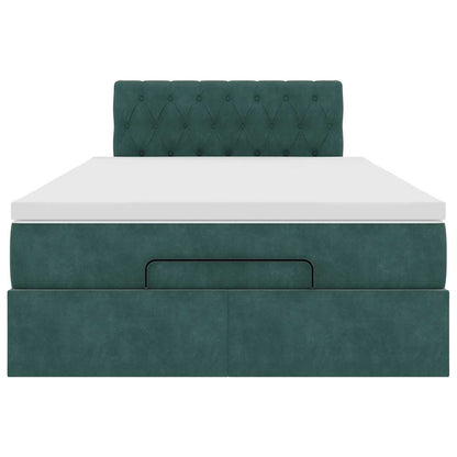 Lit ottoman avec matelas vert foncé 120x190 cm velours