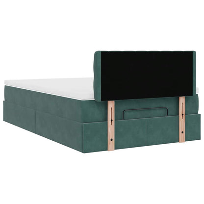 Lit ottoman avec matelas vert foncé 120x190 cm velours