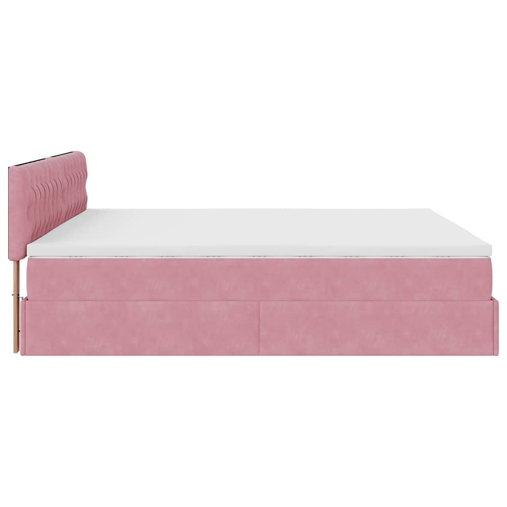 Cadre de lit ottoman avec matelas rose 180x200 cm velours