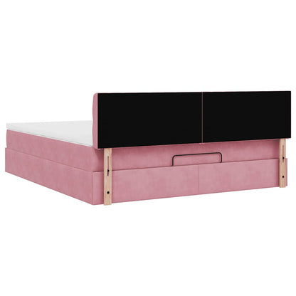 Cadre de lit ottoman avec matelas rose 180x200 cm velours