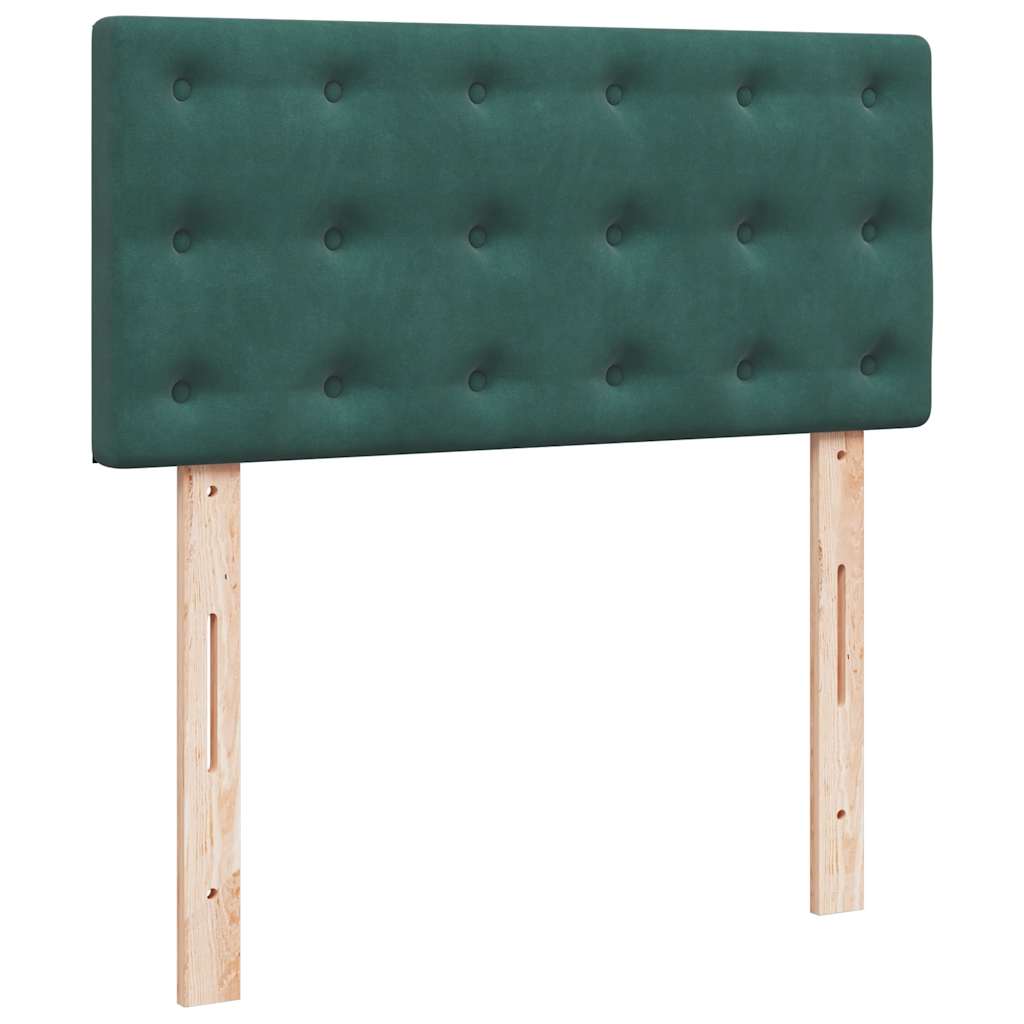 Cadre de lit ottoman avec matelas vert foncé 90x200 cm velours