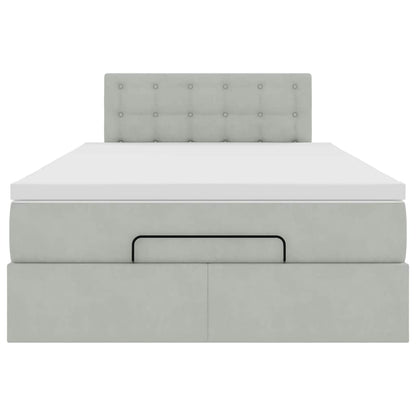 Lit ottoman avec matelas gris clair 120x190 cm velours