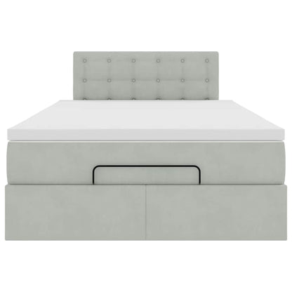 Lit ottoman avec matelas gris clair 120x190 cm velours