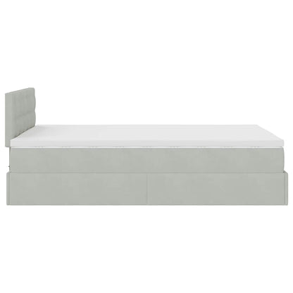 Lit ottoman avec matelas gris clair 120x190 cm velours