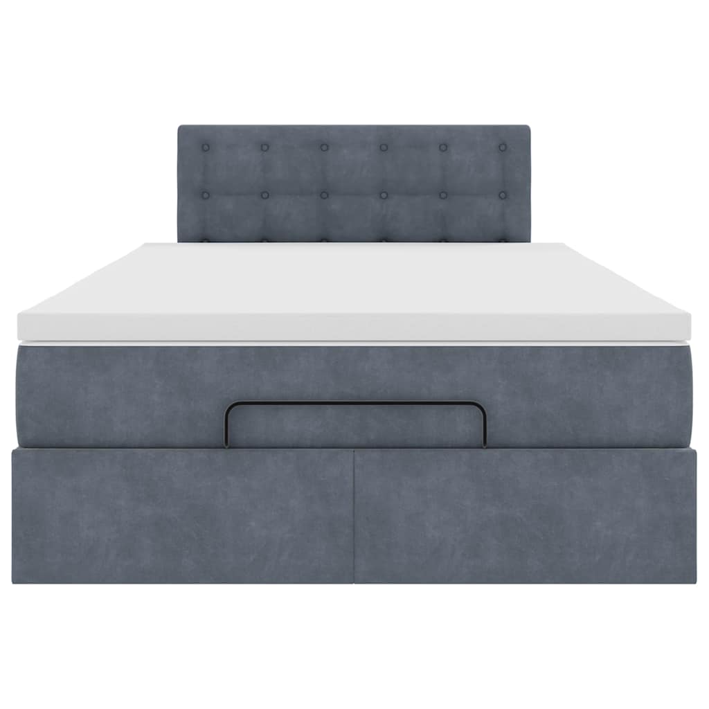 Lit ottoman avec matelas gris foncé 120x190 cm velours