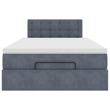 Lit ottoman avec matelas gris foncé 120x190 cm velours