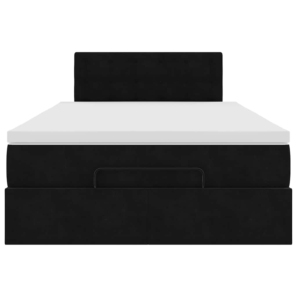 Lit ottoman avec matelas noir 120x190 cm velours