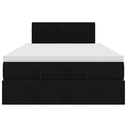 Lit ottoman avec matelas noir 120x190 cm velours