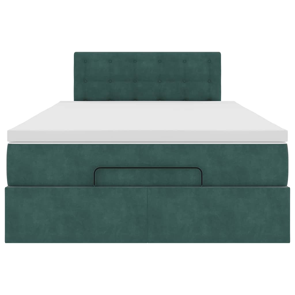 Lit ottoman avec matelas vert foncé 120x190 cm velours