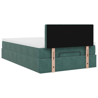 Lit ottoman avec matelas vert foncé 120x190 cm velours