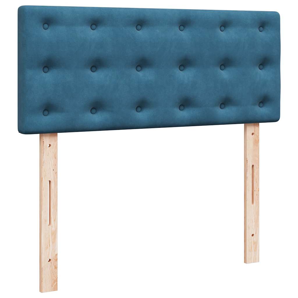 Lit ottoman avec matelas bleu foncé 120x190 cm velours