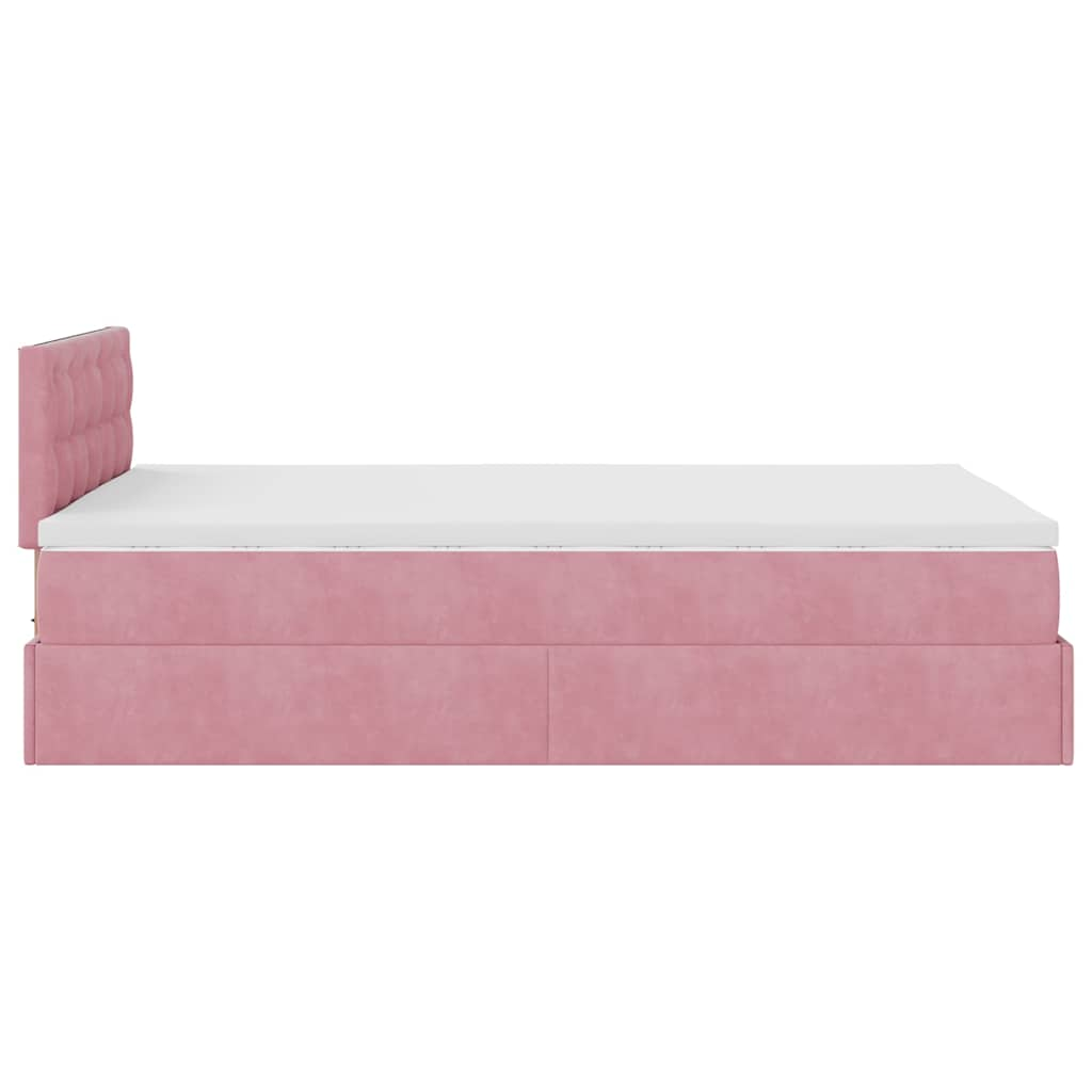 Lit ottoman avec matelas rose 120x190 cm velours