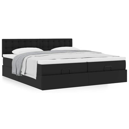 Cadre de lit ottoman avec matelas noir 180x200 cm similicuir