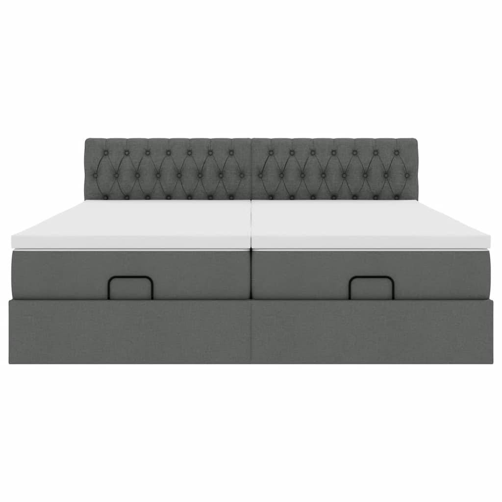 Cadre de lit ottoman avec matelas gris foncé 180x200cm tissu