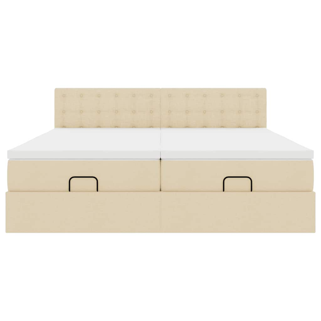 Cadre de lit ottoman avec matelas crème 180x200 cm tissu