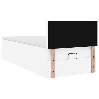 Cadre de lit ottoman avec matelas blanc pur 80x200cm similicuir