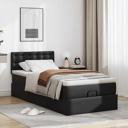 Cadre de lit ottoman avec matelas noir 90x200 cm similicuir