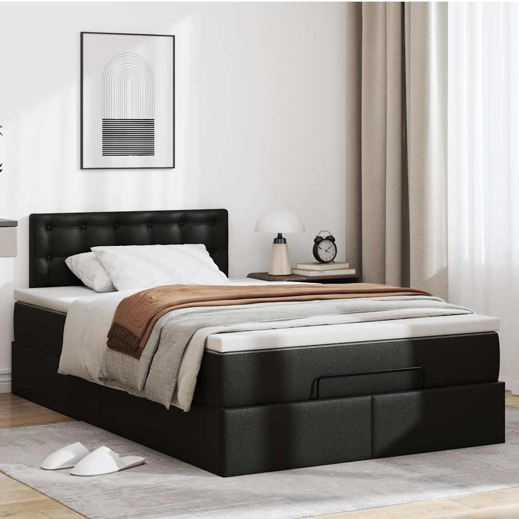 Lit ottoman avec matelas & LED noir 120x190cm similicuir