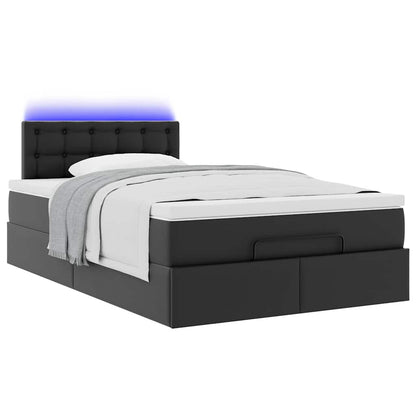 Lit ottoman avec matelas & LED noir 120x190cm similicuir