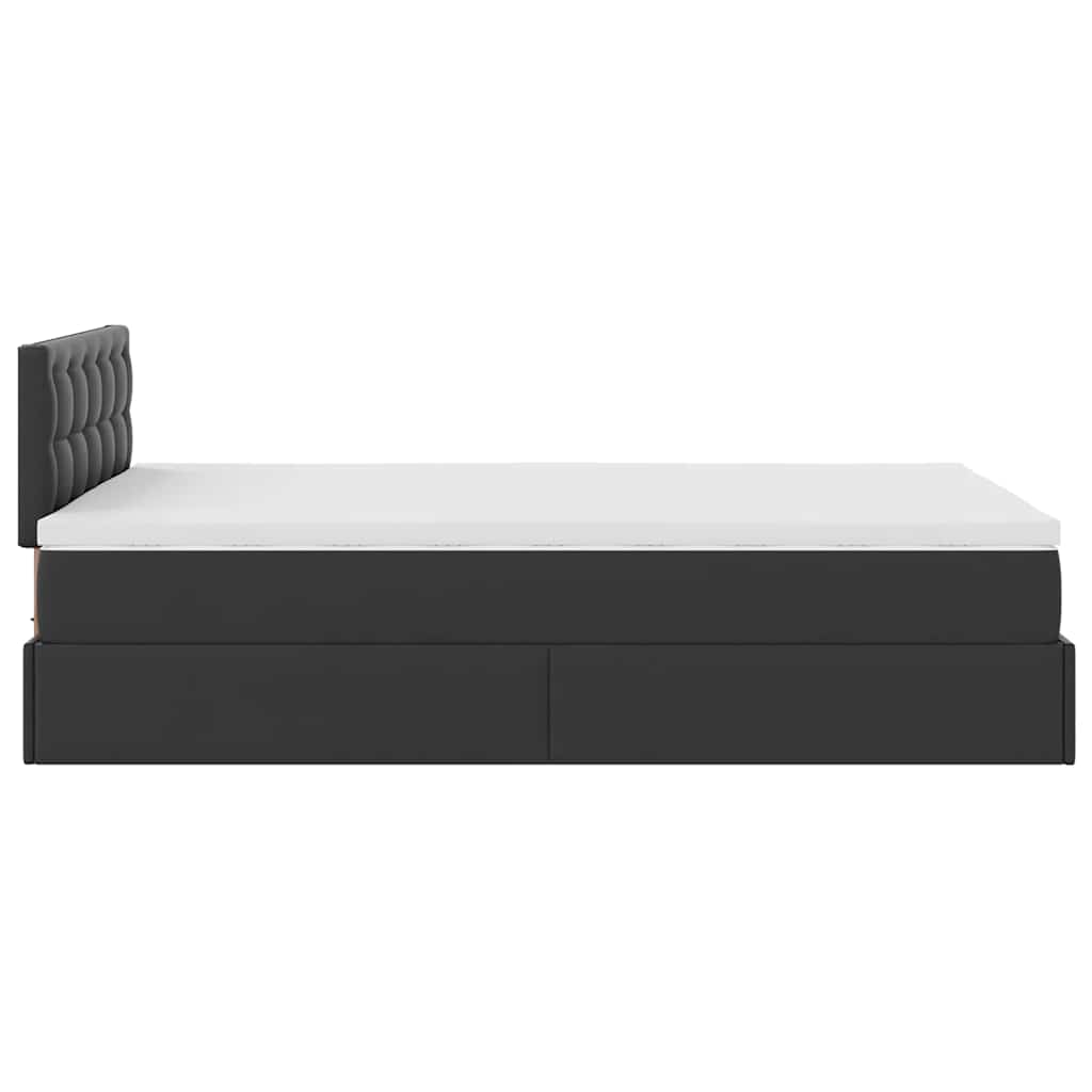 Lit ottoman avec matelas & LED noir 120x190cm similicuir