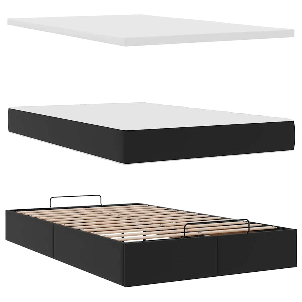 Lit ottoman avec matelas & LED noir 120x190cm similicuir