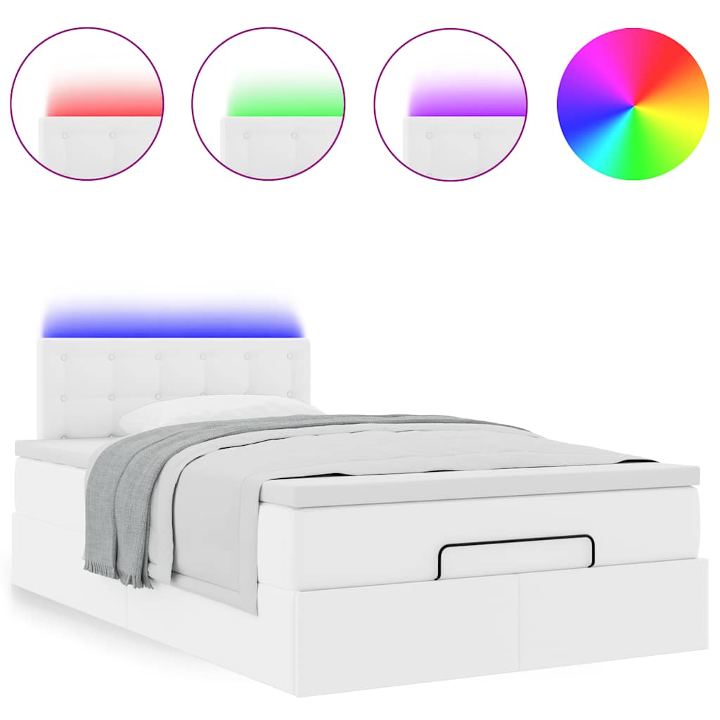 Lit ottoman avec matelas & LED blanc pur 120x190cm similicuir