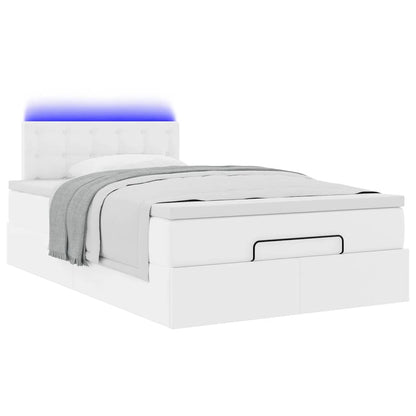 Lit ottoman avec matelas & LED blanc pur 120x190cm similicuir