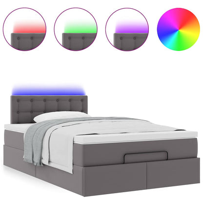 Lit ottoman avec matelas & LED gris 120x190cm similicuir