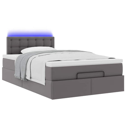 Lit ottoman avec matelas & LED gris 120x190cm similicuir