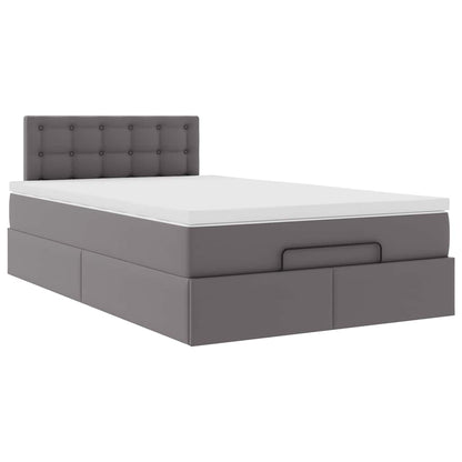 Lit ottoman avec matelas & LED gris 120x190cm similicuir