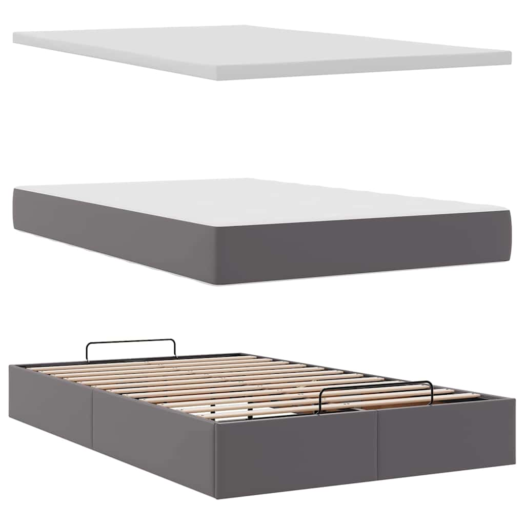 Lit ottoman avec matelas & LED gris 120x190cm similicuir