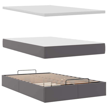 Lit ottoman avec matelas & LED gris 120x190cm similicuir