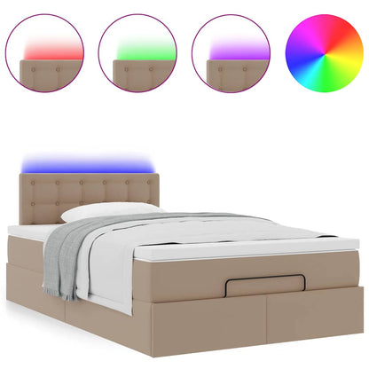 Lit ottoman avec matelas & LED cappuccino 120x190cm similicuir