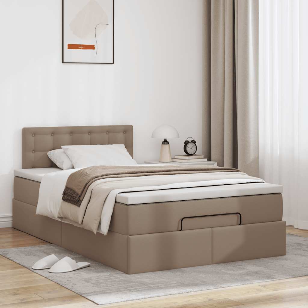 Lit ottoman avec matelas & LED cappuccino 120x190cm similicuir