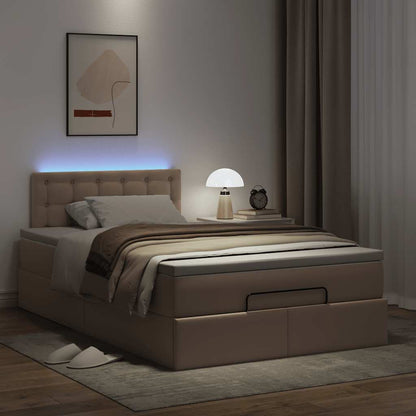 Lit ottoman avec matelas & LED cappuccino 120x190cm similicuir